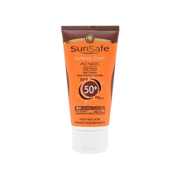 کرم ضد آفتاب رنگی spf 50فاقد چربی سان سیف